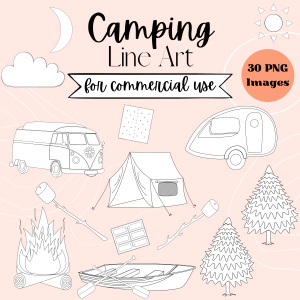 Camping Line Art Pack