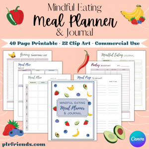 Mindful Eating Meal Planner PLR Canva Template