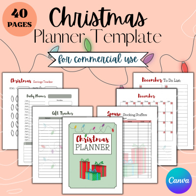 Christmas Planner PLR Canva Template