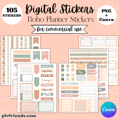 Boho Digital Planner Stickers