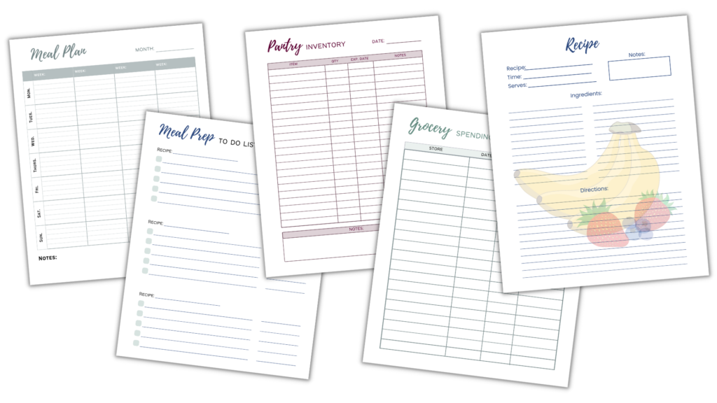 picture of the meal planner pages