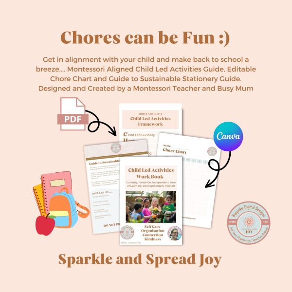 Sparkle and Spread Joy - Child Aligned Activities Guide, Editable Chore Chart and Sustainable Stationery Guide