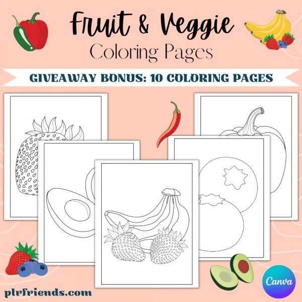 FRUIT & VEGGIE COLORING PAGES - PRODUCT BANNER
